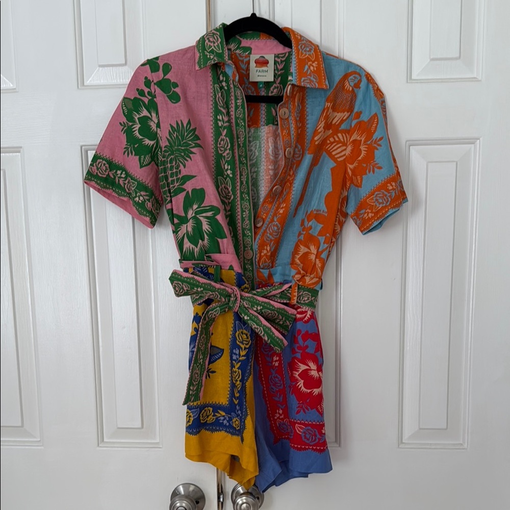 FARM Rio Multicolor Floral Jumpsuit size xs